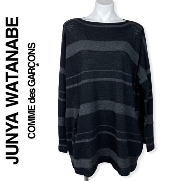 Junya Watanabe Comme Des Garçons Japan Wool Striped Oversized Slouchy Sweater M - Picture 3 of 15